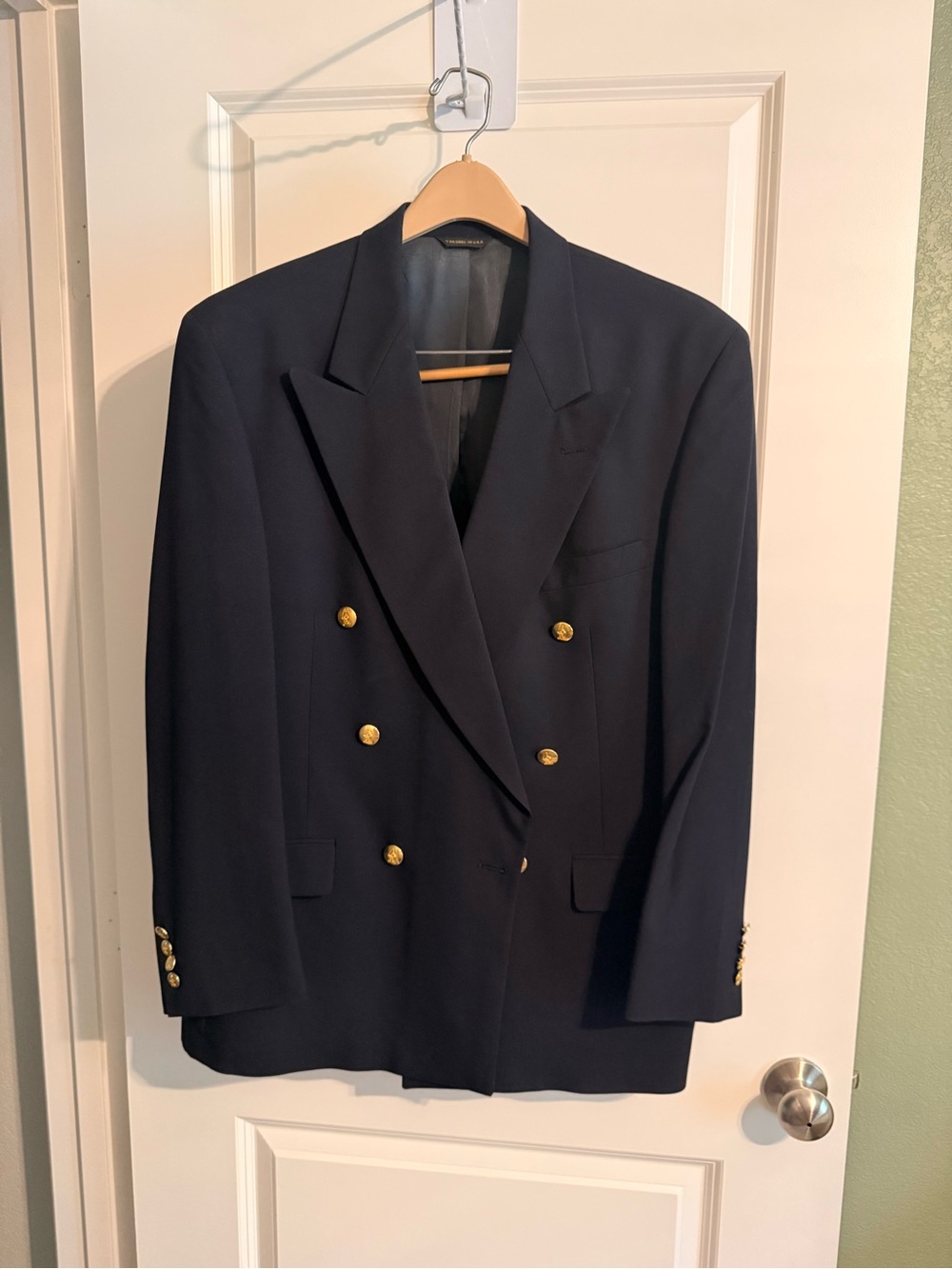 Austin Reed Navy Double-Breasted Blazer with Gold Buttons